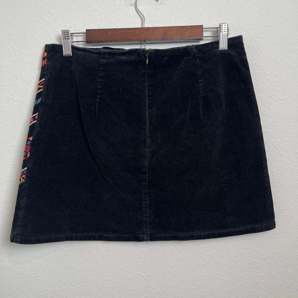 Rockin C Embroidered Mini Skirt Women’s Large Black Southwestern Boho Cotton - Picture 2 of 11
